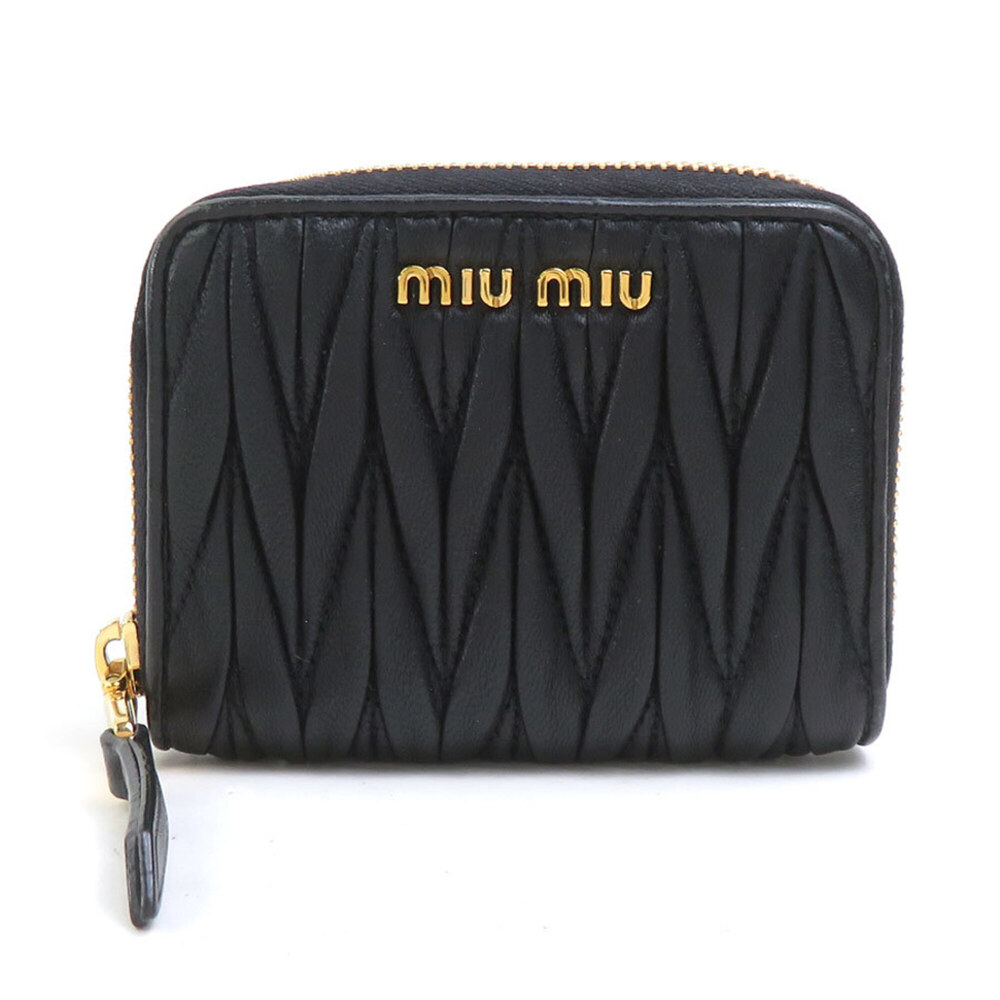Miu Miu Miu wallet/coin purse, Matelassé leather, black, women's, 5MC208 r11320k